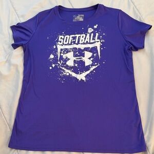 Under Armour Purple Softball Graphic Tee YXL